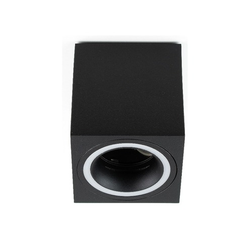Punktowa oprawa sufitowa natynkowa HALIS SQ Black GU10 kwadratowa czarna, biały pierścień EDO777333 <span class="keyword" >EDO Solutions</span>