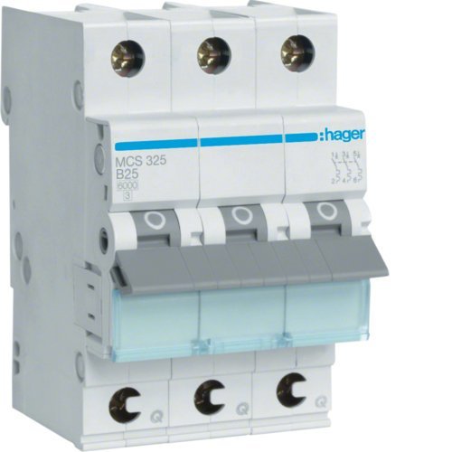 MCB Wyłącznik nadprądowy Icn=6000A 3P C 25A QuickConnect Hager MCS325