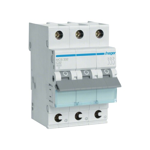MCB Wyłącznik nadprądowy Icn=6000A 3P C 32A QuickConnect Hager MCS332