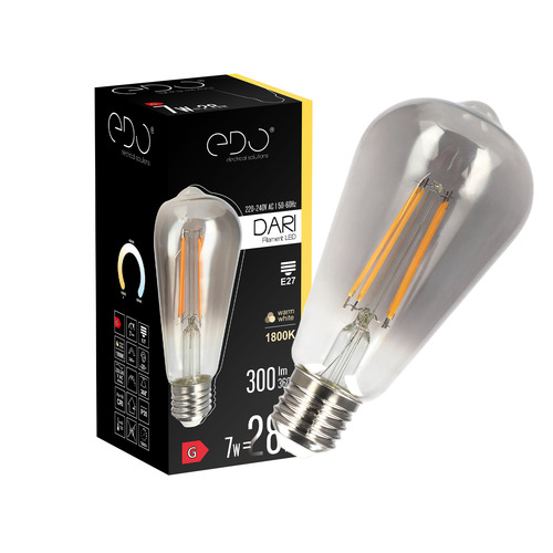 Żarówka dekoracyjna DARI LED Filament 7W, E27, 1800K, 300 lm, 230V, SMOKE ST64, EDO777623 <span class="keyword" >EDO Solutions</span>