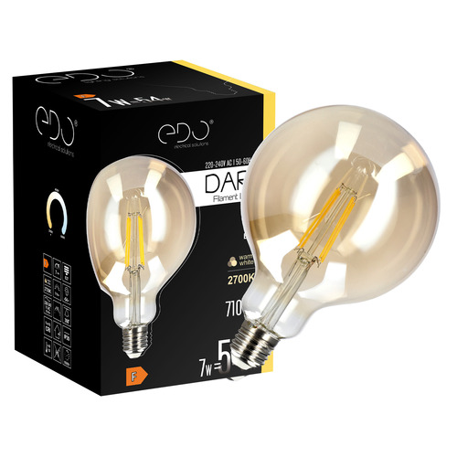 Żarówka dekoracyjna DARI LED Filament 7W, E27, 2700K, 710lm, 230V, GOLD, G125, EDO777636 <span class="keyword" >EDO Solutions</span>