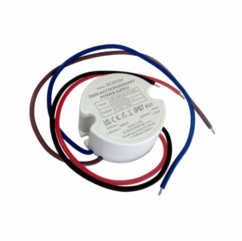 Zasilacz do puszk fi60 1,25A 15W 12V IP67 50x50x22 EC20124 Eco Light