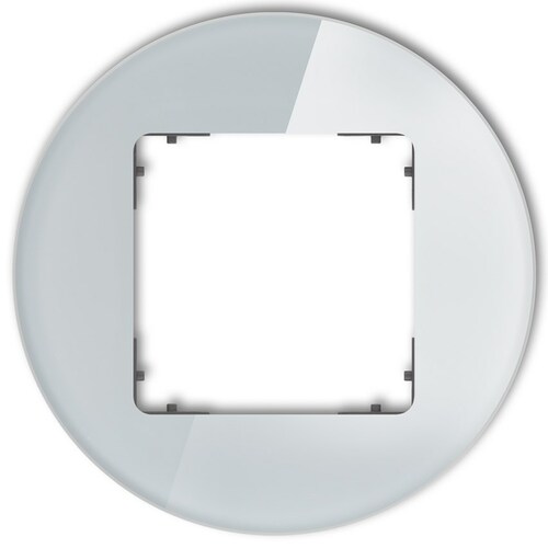 Ramka uniwersalna pojedyncza okrągła - efekt szkła (ramka: szara spód: grafitowy mat) szary ICON 15-28-IRSO-1