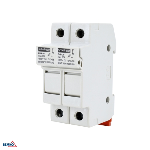 Podstawa bezpiecznikowa 2-polowa do wkładek 10x38 1000V DC MAX. 32A SCHELINGER