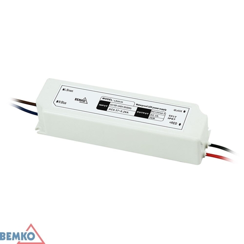 Zasilacz elektroniczny LED hermetyczny IP67 12V 36W Bemko