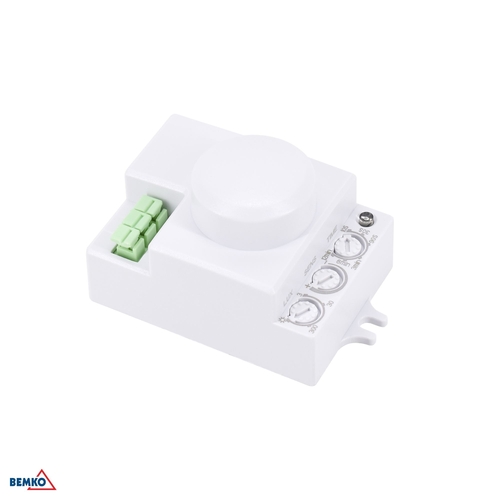 Czujnik mikrofalowy 1200W 360* IP20 prostokątny biały mini Bemko