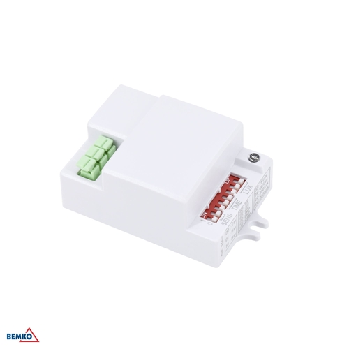 Czujnik mikrofalowy 500W 360* IP20 prostokątny biały DIP-SWITCH Bemko