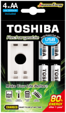 Bateria Ładowarka READY TO USE ładowarka USB +4x2000mAh TOSHIBA