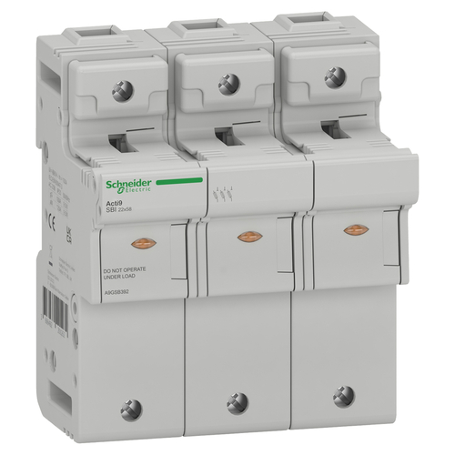 Podstawa bezpiecznikowa, Acti9 SBI, 3P, 125A, rozmiar wkładki 22 x 58mm, SBI-125-3 Schneider Electric A9GSB392