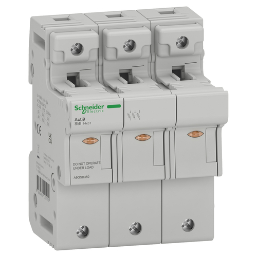 Podstawa bezpiecznikowa, Acti9 SBI, 3P, 50A, rozmiar wkładki 14 x 51mm, SBI-50-3 Schneider Electric A9GSB350
