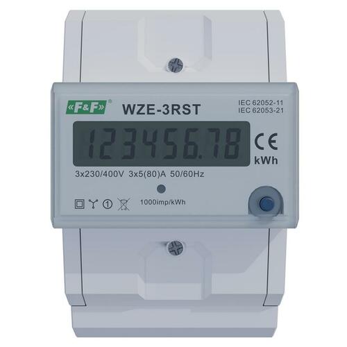 Wskaźnik zużycia energii elektrycznej 3-fazowy WZE-3RST z funkcją RESET F&F