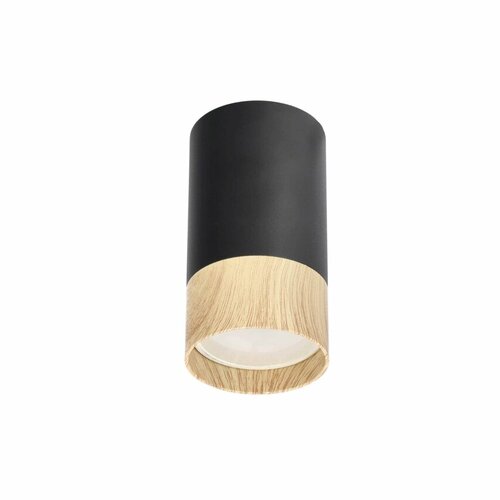 Punktowa oprawa sufitowa JUNA Black, czarna z drewnianym pierścieniem, natynkowa, GU10, IP20, EDO777653 EDO Solutions