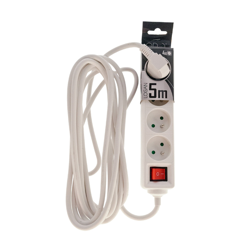 Przedłużacz domowy przenośny LOGAN White 4 - krotny z uziemieniem 5m z włącznikiem EDO777670 <span class="keyword" >EDO Solutions</span>
