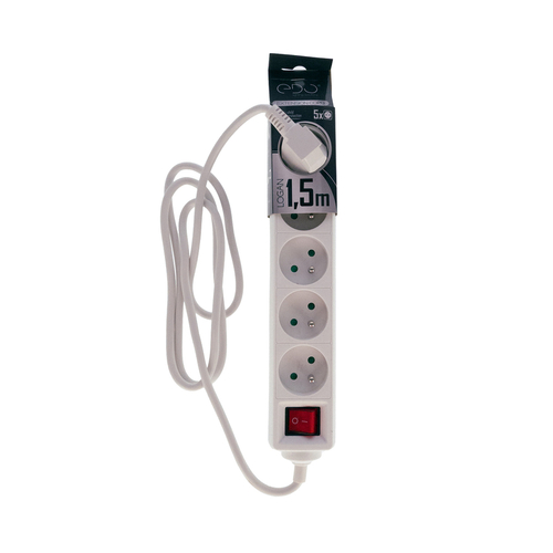 Przedłużacz domowy przenośny LOGAN White 5 - krotny z uziemieniem 1,5m z włącznikiem EDO777671 <span class="keyword" >EDO Solutions</span>