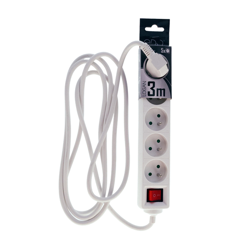 Przedłużacz domowy przenośny LOGAN White 5 - krotny z uziemieniem 3m z włącznikiem EDO777672 <span class="keyword" >EDO Solutions</span>