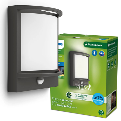 Kinkiet zewnętrzny elewacyjny z czujnikiem ruchu LED <span class="keyword" >SAMONDRA</span> 3,8W 2700K 800lm IP44 antracyt Philips