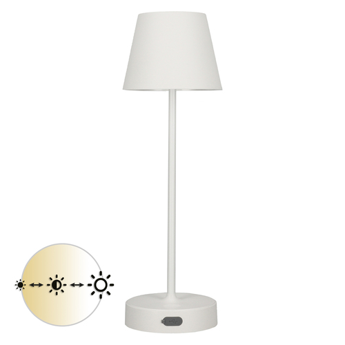 Lampka stołowa NELI, 2,7W LED, biała, z akumulatorem 2200mAh, IP54, barwa ciepła, 200lm, 33cm, EDO777642 <span class="keyword" >EDO Solutions</span>