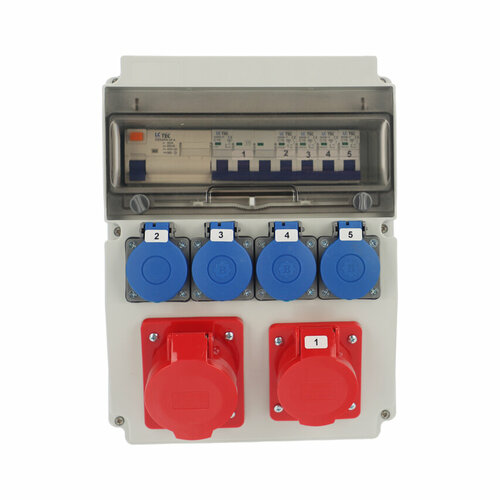 Rozdzielnica budowlana wyposażona ASTAT LC 684 12 modułów, IP65, 16/5, 32/5, 4x230V SCHUKO IP44, R4P40A typ A, 3FC16Ax1...