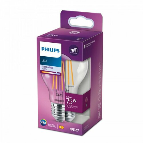 Żarówka LED E27 8,5W =75W 4000K neutralna 1055lm szklana A60 Philips