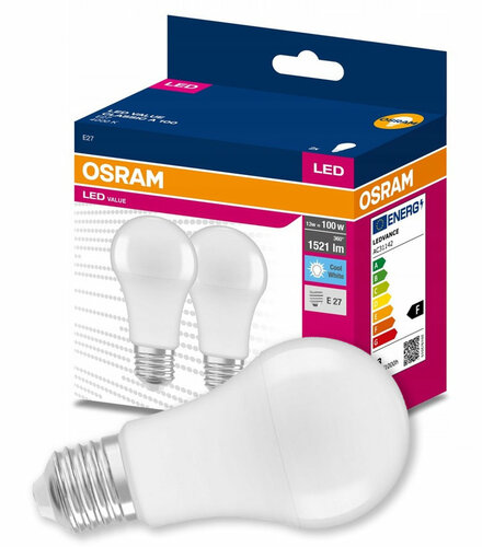 Zestaw 2x żarówka LED A60 E27 13W =100W 4000K neutralna NW 1521lm Osram