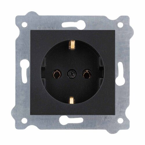 Gniazdo z uziemieniem Schuko 2P+E Czarny Metalik 237/14E EXEN