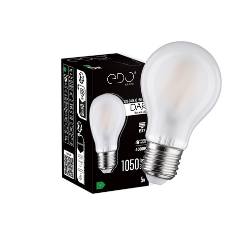 Żarówka dekoracyjna DARI LED Filament 5W, E27, 4000K, 1050lm, 230V, MATT A60, EDO777708 <span class="keyword" >EDO Solutions</span>