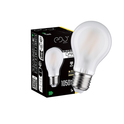 Żarówka dekoracyjna DARI LED Filament 5W, E27, 3000K, 1050lm, 230V, MATT A60, EDO777707 <span class="keyword" >EDO Solutions</span>