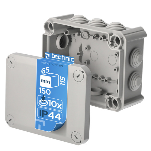 Puszka instalacyjna natynkowa z dławikami dekiel przykręcany 150x115x65mm IP44 szary EDO777772 EDO Technic