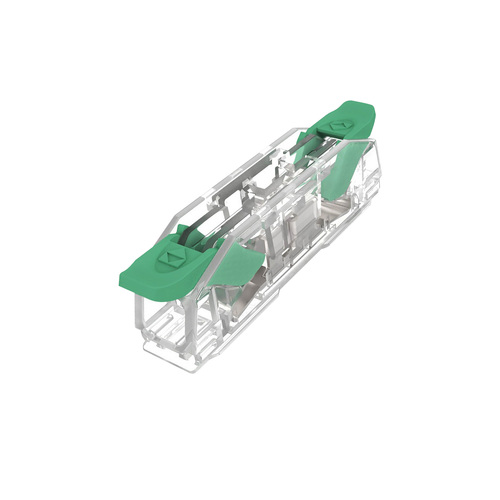Złączka przelotowa instalacyjna z dźwignią do wszystkich rodzajów przewodów 2x 0,2-4mm2 Zielony EDO2411 (opk=60 szt...