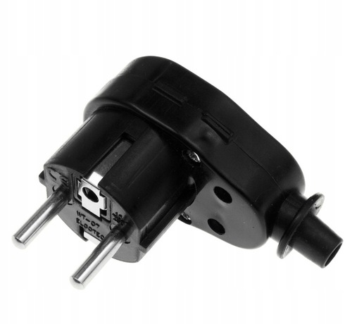 Wtyczka obrotowa z uziemieniem 360°/45° 16A/250V Czarna WT-07-2 Elgotech