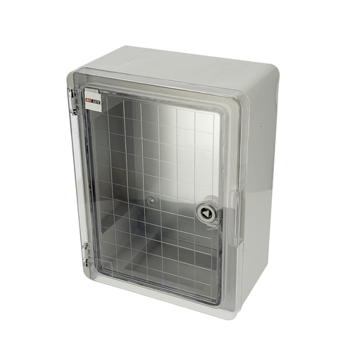 Obudowa standardowa ABS 250x330x140 z ocynkowaną płytą montażową (z przezroczystymi drzwiami) szara | 800.701.002 |...