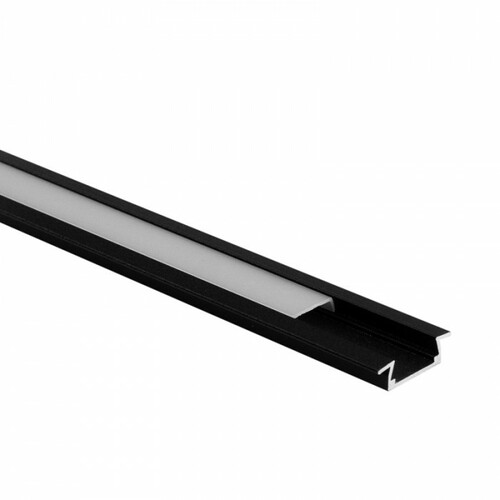 Profil P02 podtynkowy czarny + klosz mrożony 2m Ecolight