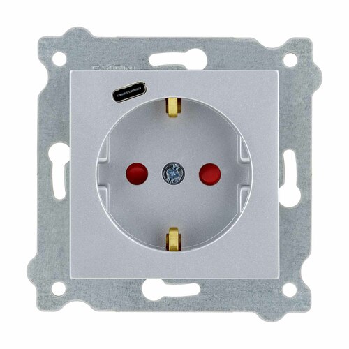 Gniazdo z uziemieniem Schuko 2P+E + Typ C Srebrny 274/10E EXEN