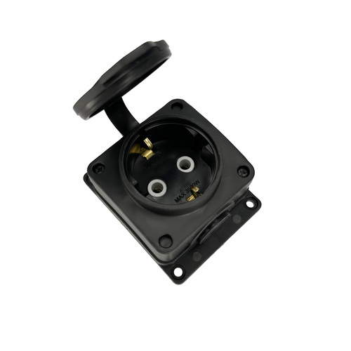Gniazdo gumowe pojedyncze Schuko IP54 czarne | 220.000.101 | HOROZ