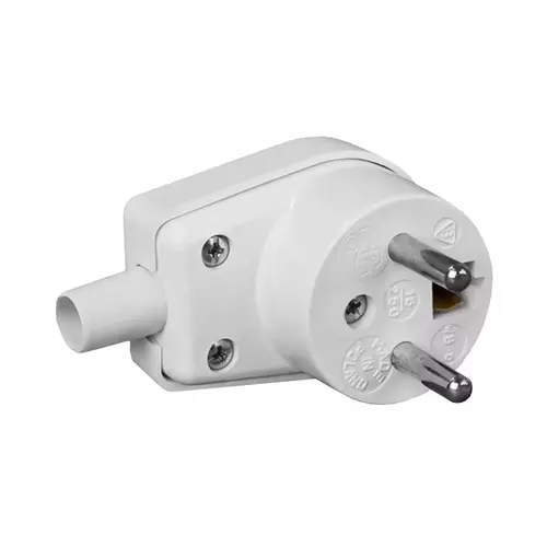 Wtyczka kątowa 16A 250V IP20 biała Viplast 220-01