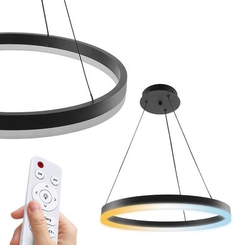 Lampa wisząca LED 35W 3CTT 2450lm okrągła czarna ściemnialna z pilotem HARVEY HOROZ