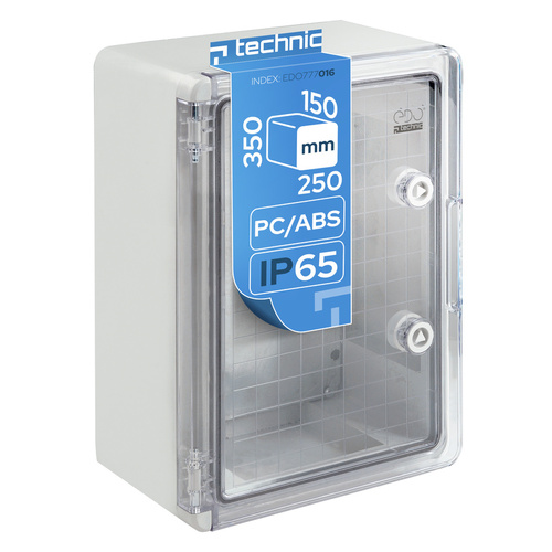 Obudowa standardowa pusta PC 250x350x150 z ocynkowaną płytą montażową (przezroczysta) szara IP65  EDO777016  <span class="keyword" >Edo Technic</span>