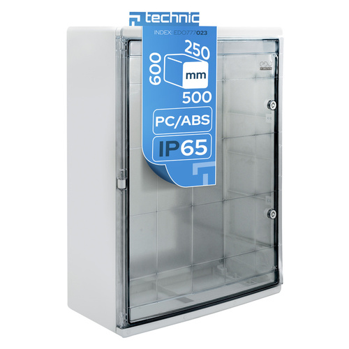Obudowa standardowa pusta PC 500x600x250 z ocynkowaną płytą montażową (przezroczysta) szara IP65  EDO777023  <span class="keyword" >Edo Technic</span>