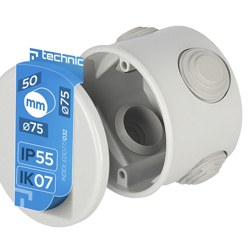Puszka hermetyczna O75x50mm szara IP55 EDO777032 IP55  Edo Technic