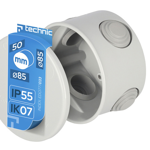 Puszka hermetyczna O85x50mm szara IP55 EDO777033 IP55  Edo Technic