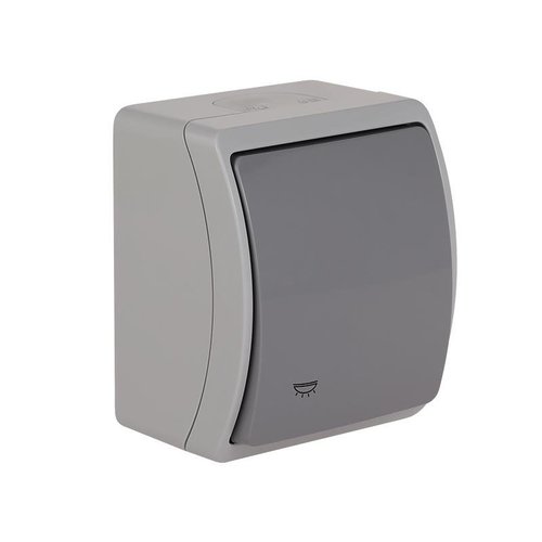 KOALA | Popiel-grafit | <span class="keyword" >Łącznik</span> przycisk zwierny "światło" bryzgoszczelny IP44