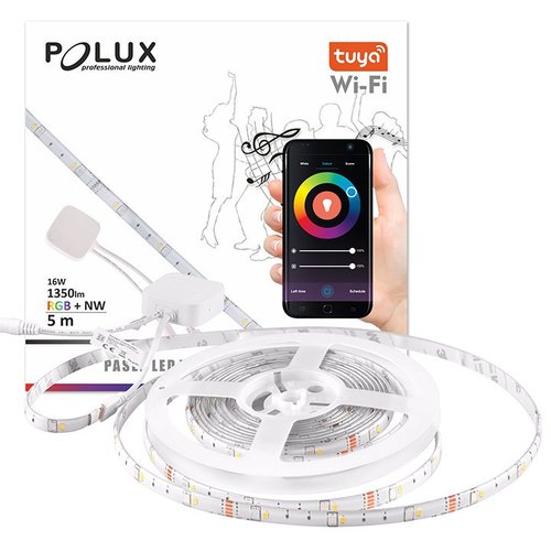 Pasek LED WiFi 5m 4000K+RGB IP65 music Tuya Polux