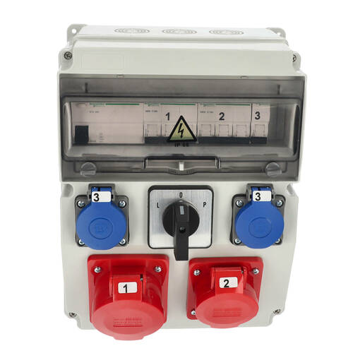 Rozdzielnica budowlana erbetka wyposażona ASTAT 396 Standard Plus IP65 32A/5P, 16A/5P, 2x230V IP44, IK08, L-O-P(32A), wyłączniki...
