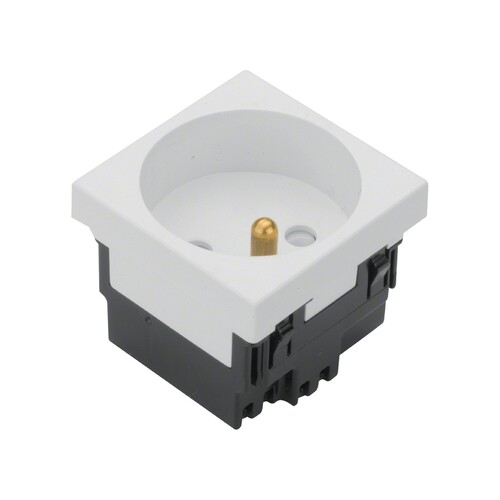 Gniazdo 1-krotne z uziemieniem 2P+Z 33st biały, system 45x45, tehalit.GB-EG Hager EER1339010