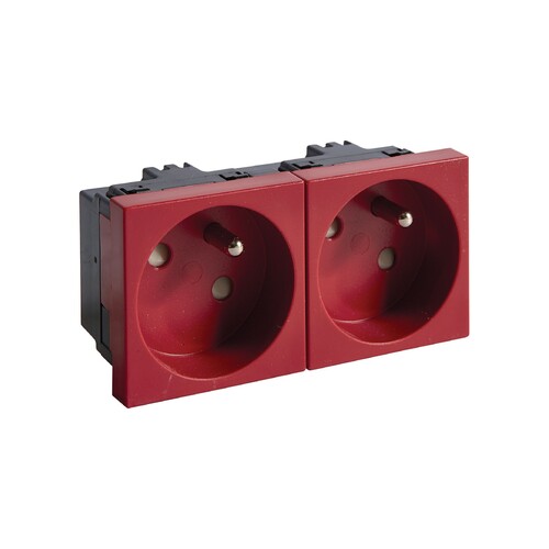 Gniazdo 2-krotne z uziemieniem DATA 2P+Z 33st czerwony, system 45x45, tehalit.GB-EG Hager EER2333020
