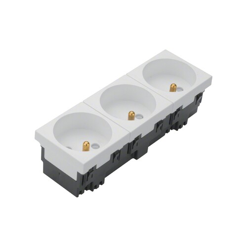 Gniazdo 3-krotne z uziemieniem 2P+Z 33st biały, system 45x45, tehalit.GB-EG Hager EER3339010