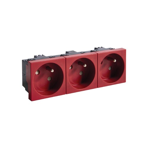 Gniazdo 3-krotne z uziemieniem DATA 2P+Z 33st czerwony, system 45x45, tehalit.GB-EG Hager EER3333020