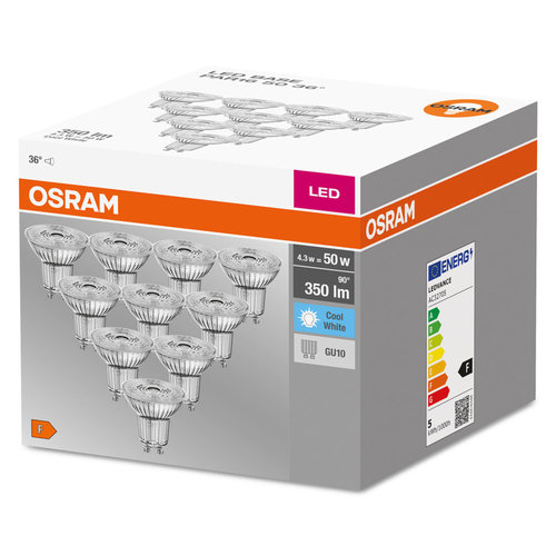 Zestaw żarówek 10x LED GU10 4,3W 4000K 350lm 36° Osram