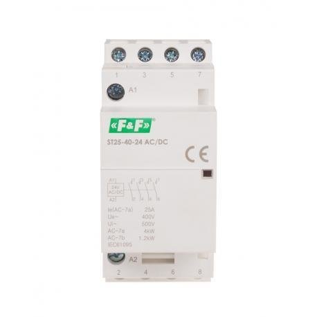 Stycznik modułowy, montaż na szynie, styki 4xNO, 25A, 24V DC