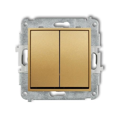 Mechanizm <span class="keyword" >łącznik</span>a jednobiegunowego ze schodowym (dwa klawisze bez piktogramów, osobne zasilanie) złoty 29MWP-10.21 Karlik...